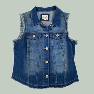 jean jacket blue distressed sleeveless country rock grunge western cowgirl boho